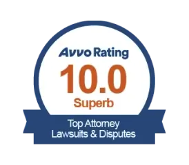 AVVO 10.0 Rating Top Attorney Lawsuits & Disputes Badge